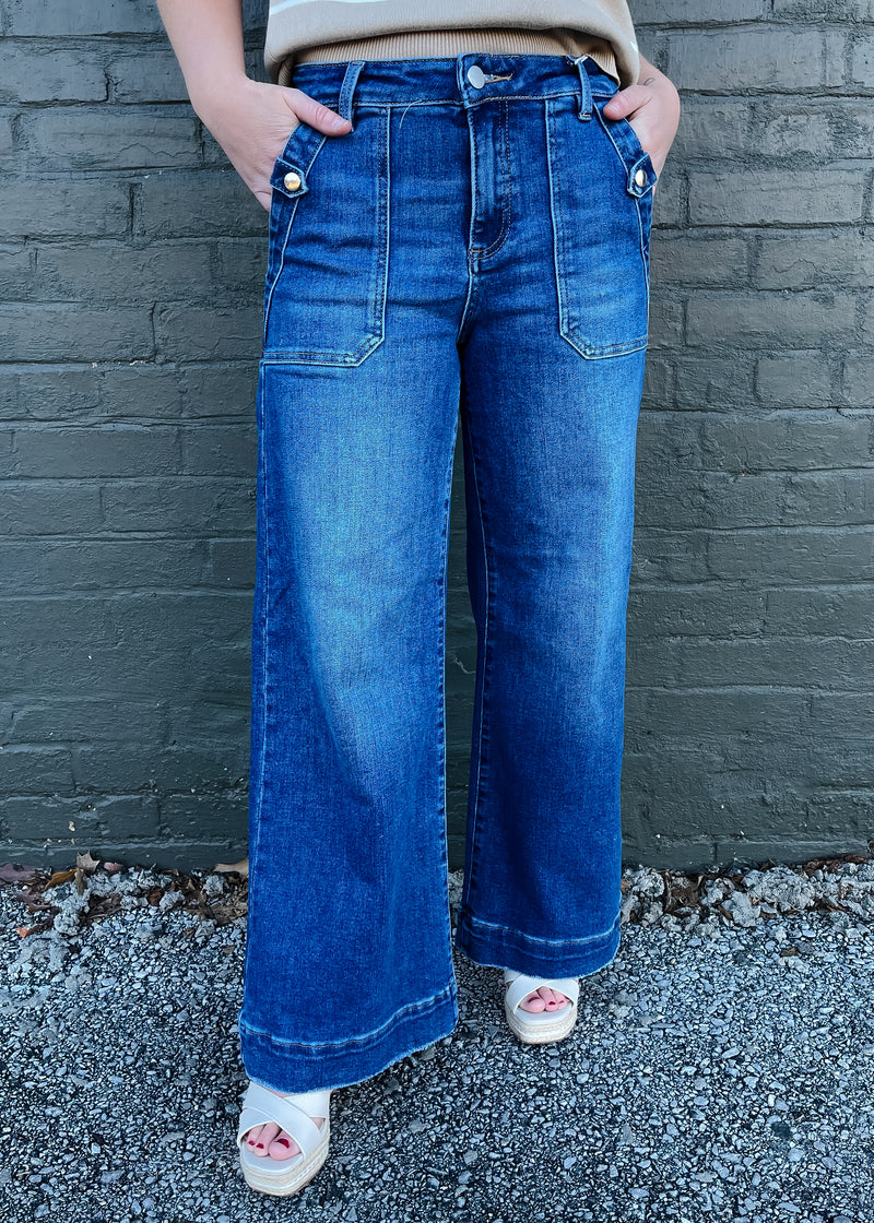 Forever Again Wide Leg Pocket Jeans