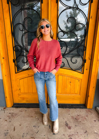 Great Expectations Front Seam Round Neck Sweater
