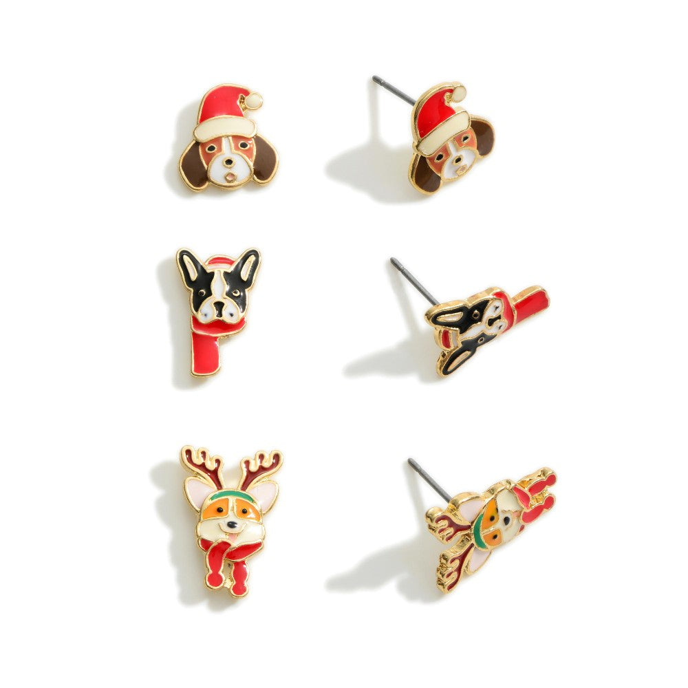 Christmas Dog Stud Earrings