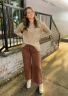 Never Looked Back Brown Tummy Control High Rise Crop Wide Leg- Risen Jeans