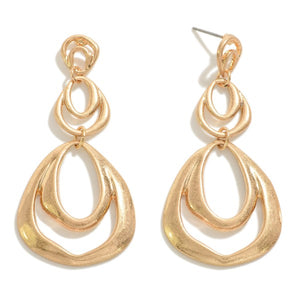 Metal Waterfall Gold Earrings