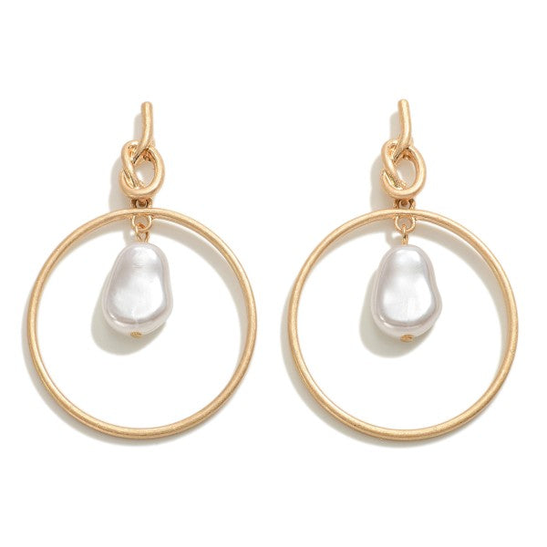 Circular Drop Pearl Earrings