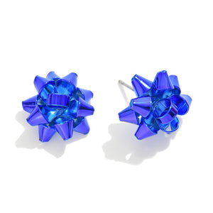 Unwrap Me Bow Earrings - Blue