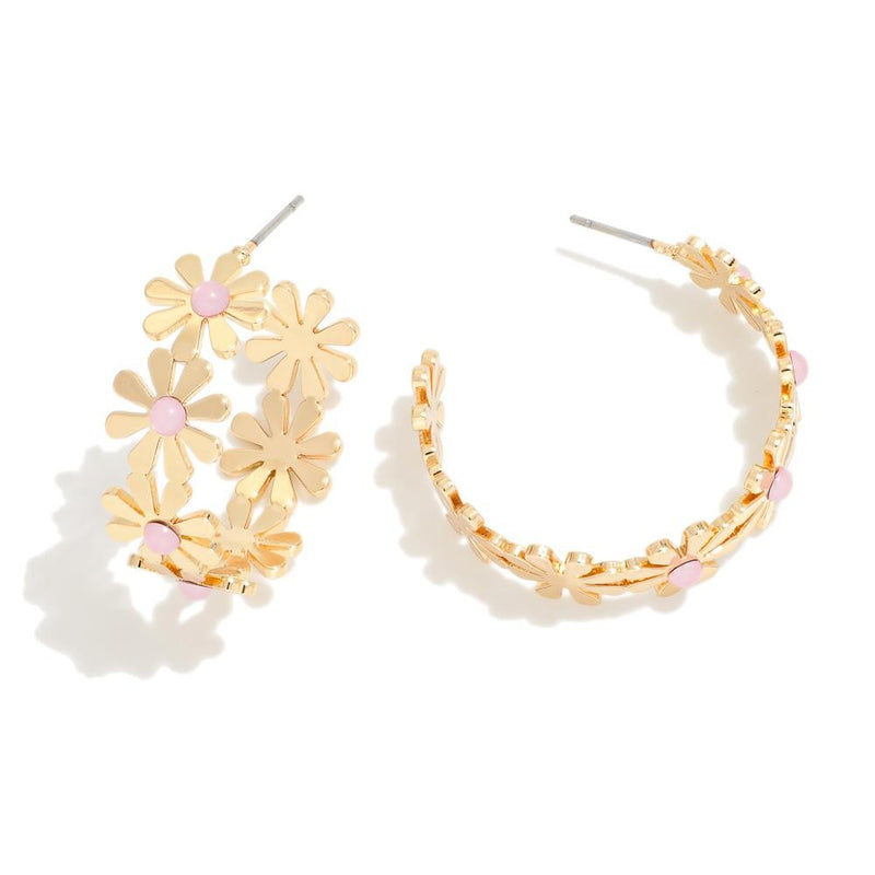 Gold Flower Hoops