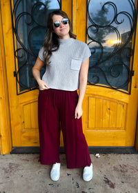 Left An Impression Merlot Linen Pants