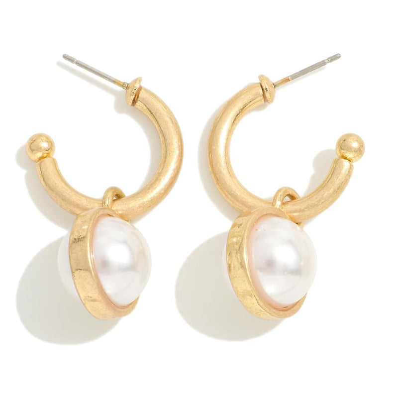 Gold Pearl Drop Earrings