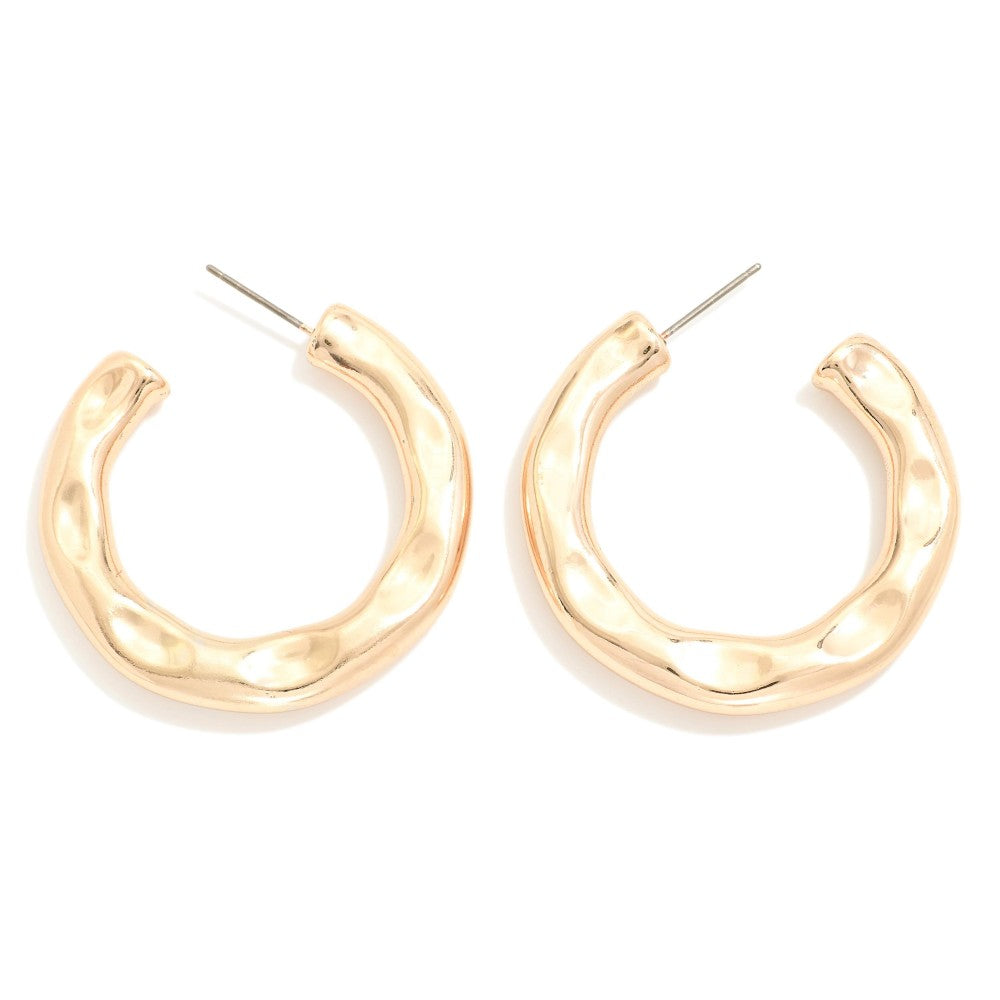 Dimpled Gold Hoops