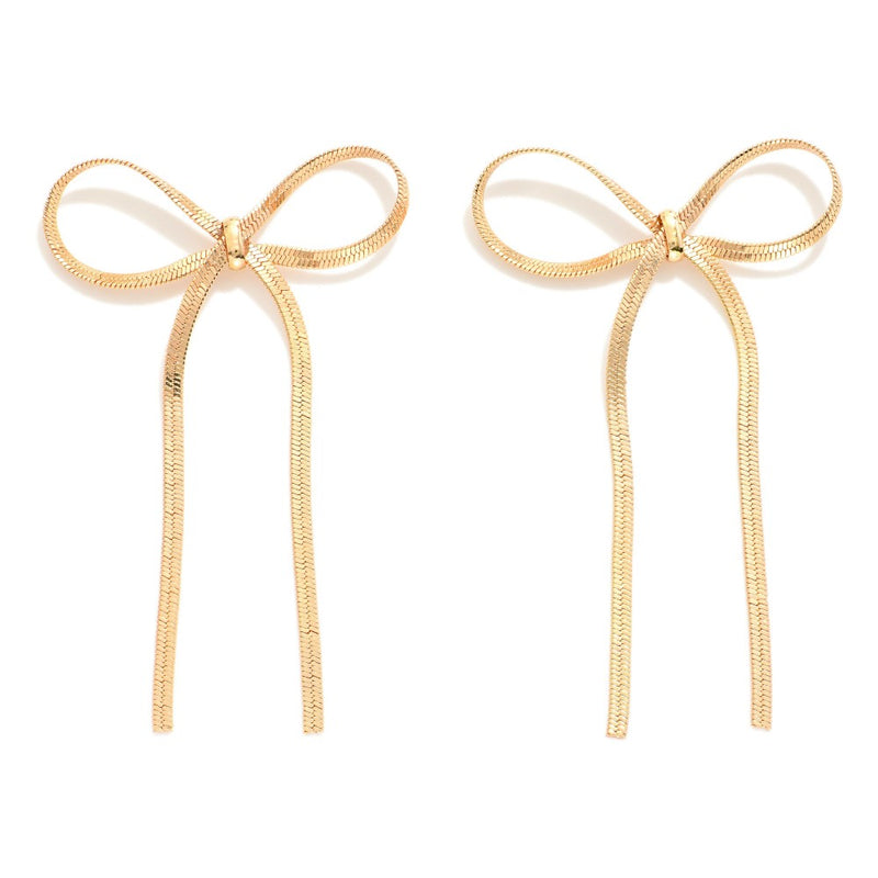 Gold Chain Bow Earrings