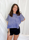 Wish You Well Acid Wash Oversized Crop Tee