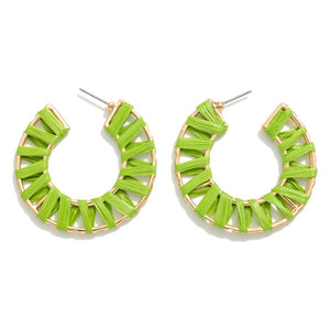 Green Raffia Hoops