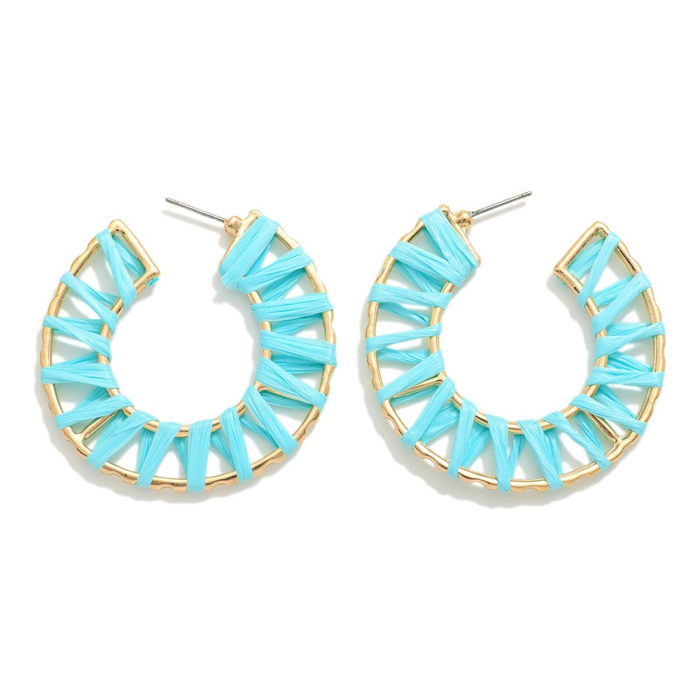 Blue Raffia Hoops