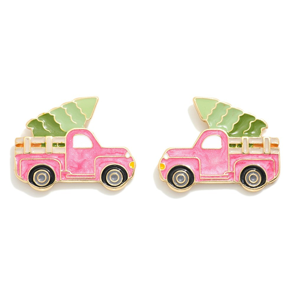 Girly Christmas Truck Earrings