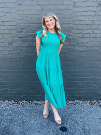 Flirt For Fun Jade Smocked Midi Dress (S-3XL)