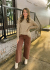 Never Looked Back Brown Tummy Control High Rise Crop Wide Leg- Risen Jeans