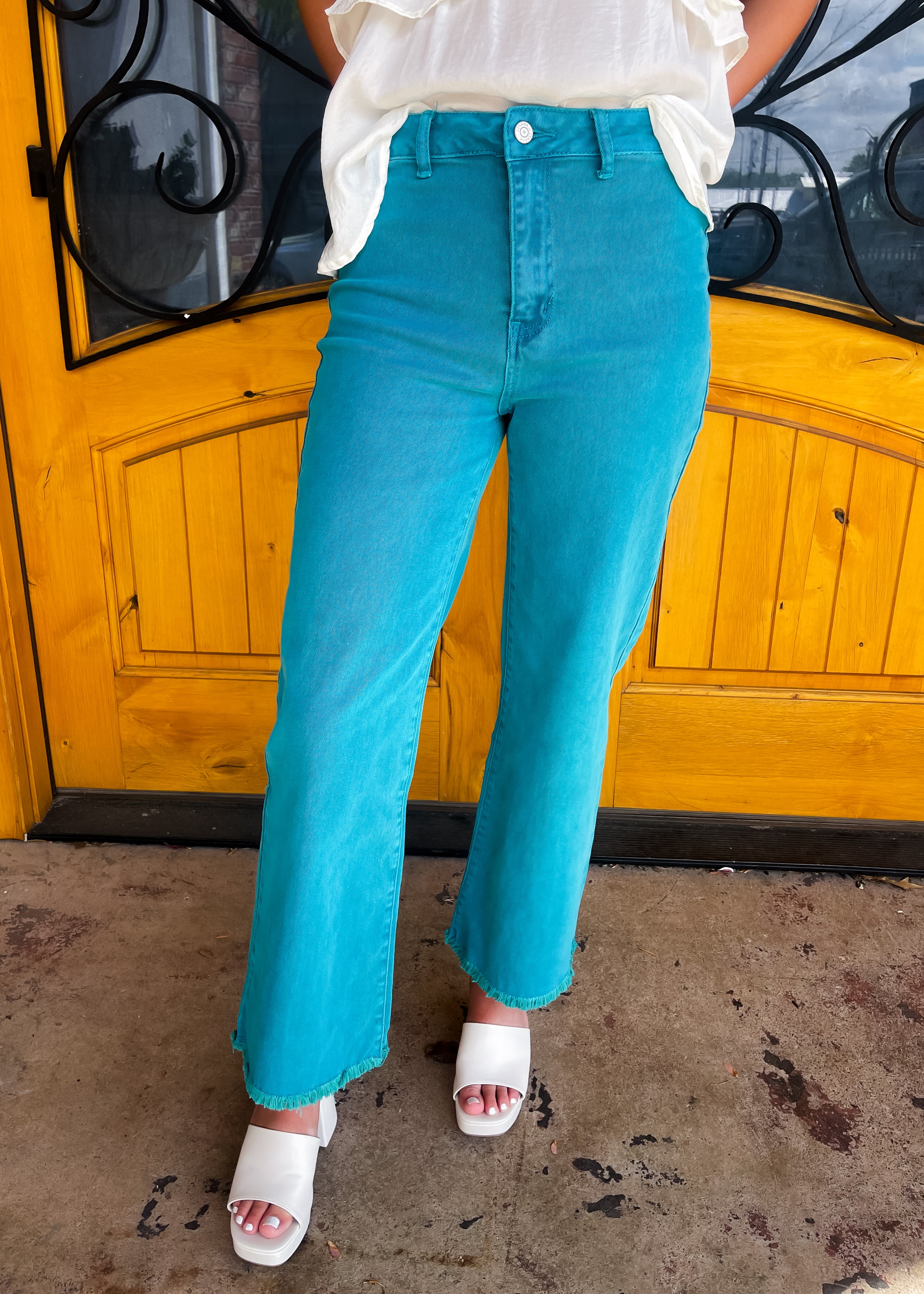 Retro Love Teal Straight Pants (S-XL)