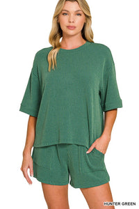 In the Lineup Ribbed Two Piece Shorts Set