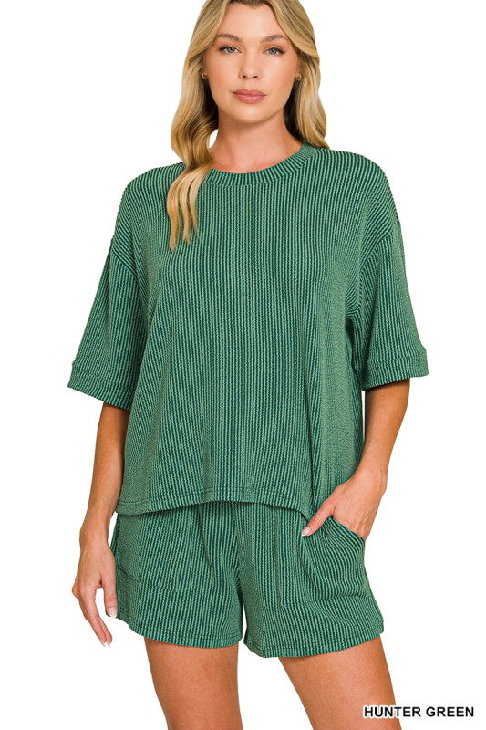 In the Lineup Ribbed Two Piece Shorts Set