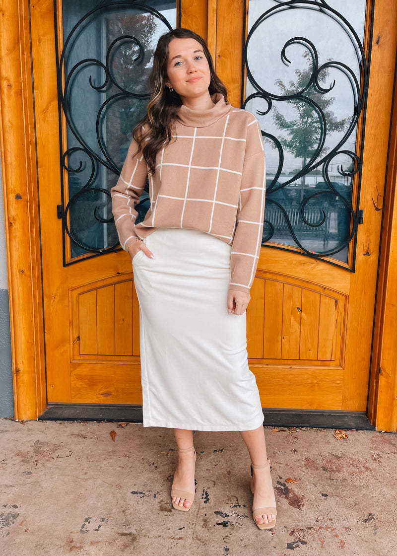 On The Books Brush Textured Midi Skirt