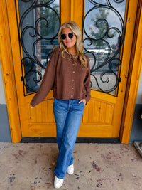 On The List Button Down Knit Cardigan - Brown