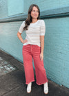 Couldn’t Miss It Brick Tummy Control High Rise Crop Wide Leg- Risen Jeans
