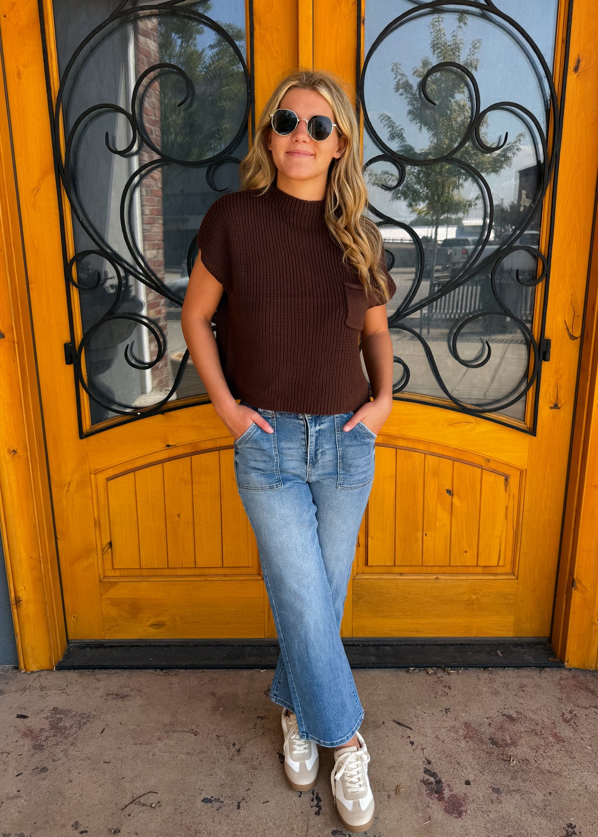 Read Between The Lines Knit Pocket Sweater Top
