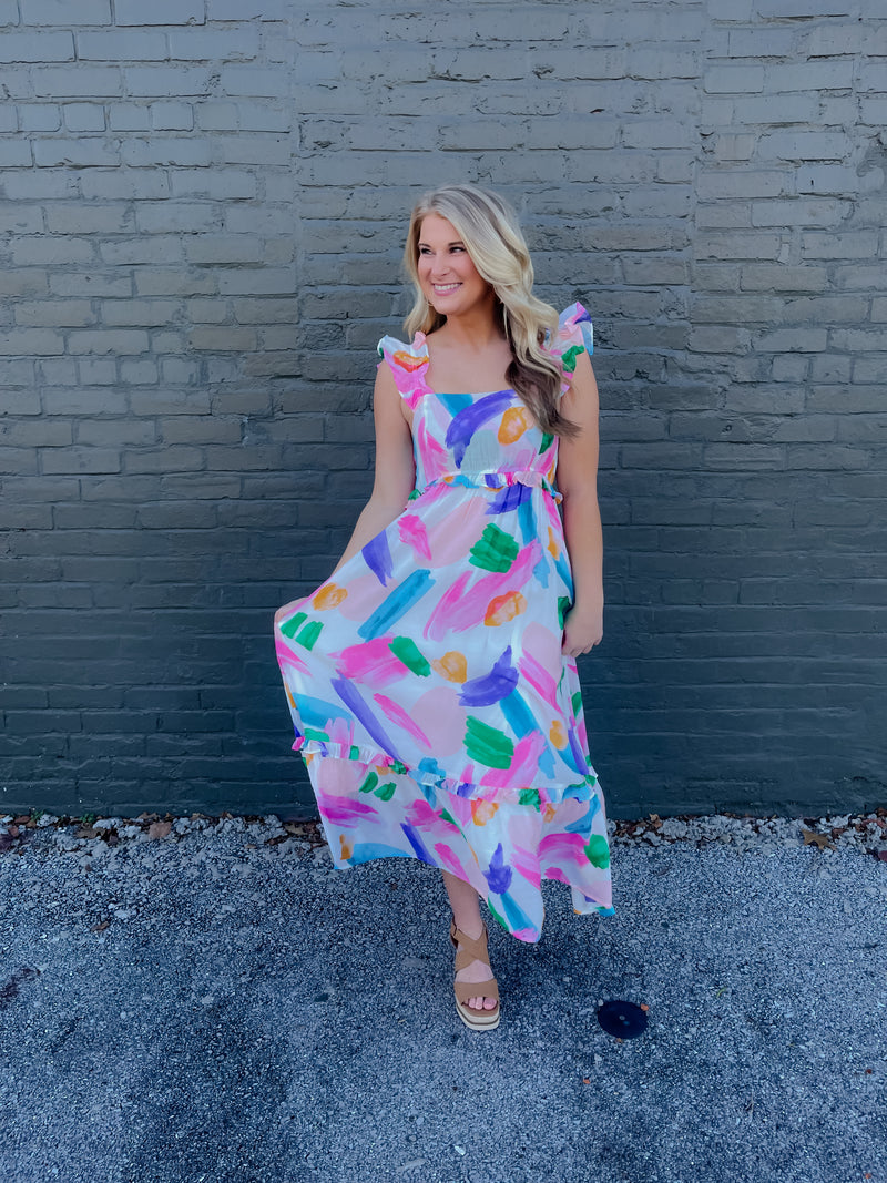 Watercolor Masterpiece Midi Dress