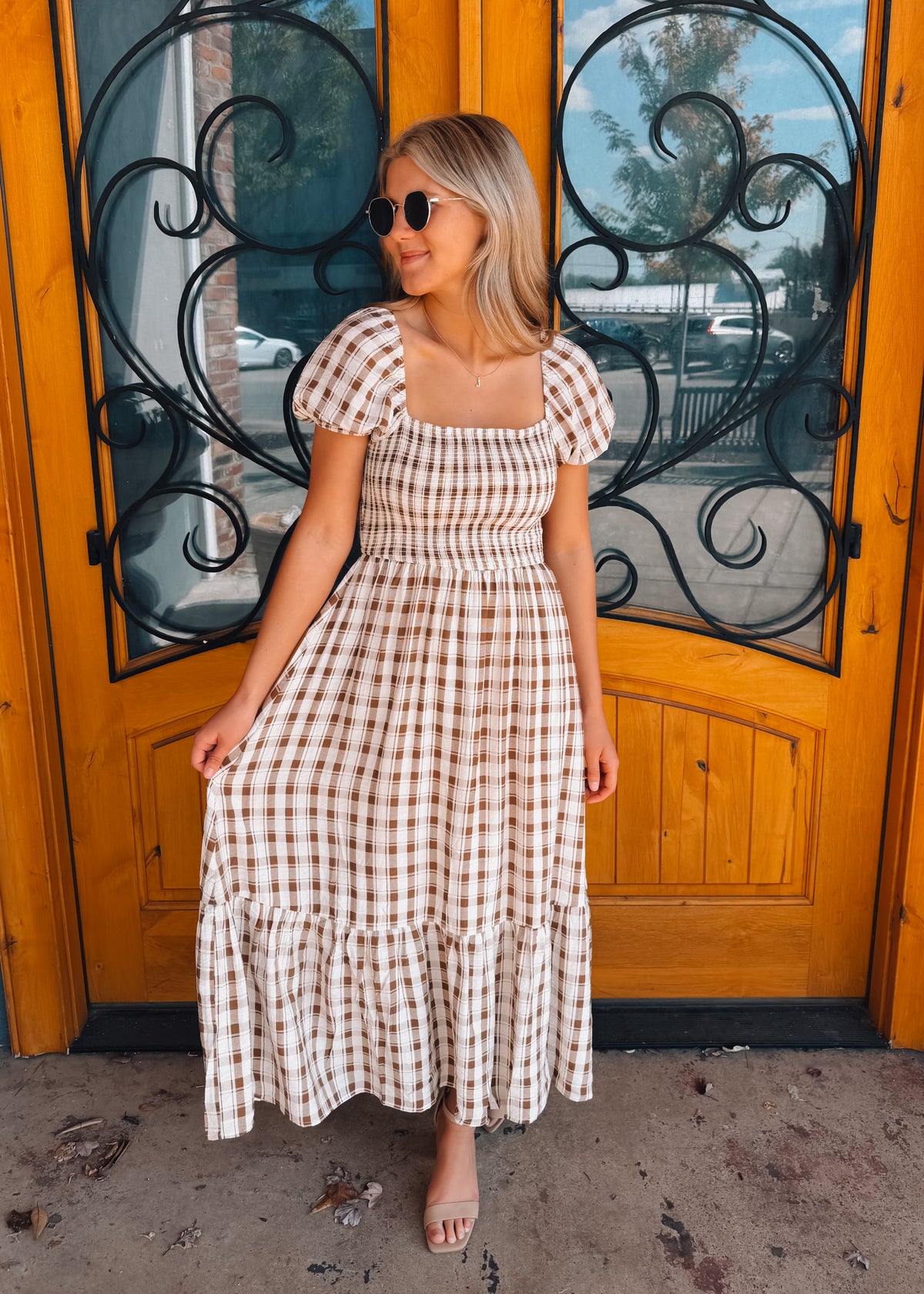 Stood My Ground Smocked Puff Sleeve Midi Dress