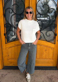 To The Left High Rise Wide Leg Jean - Ash Black