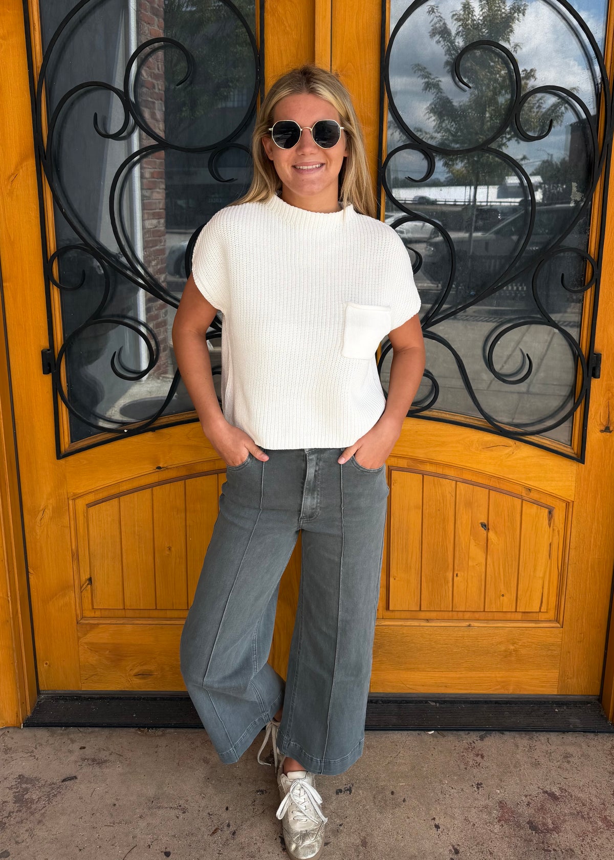 To The Left High Rise Wide Leg Jean - Ash Black