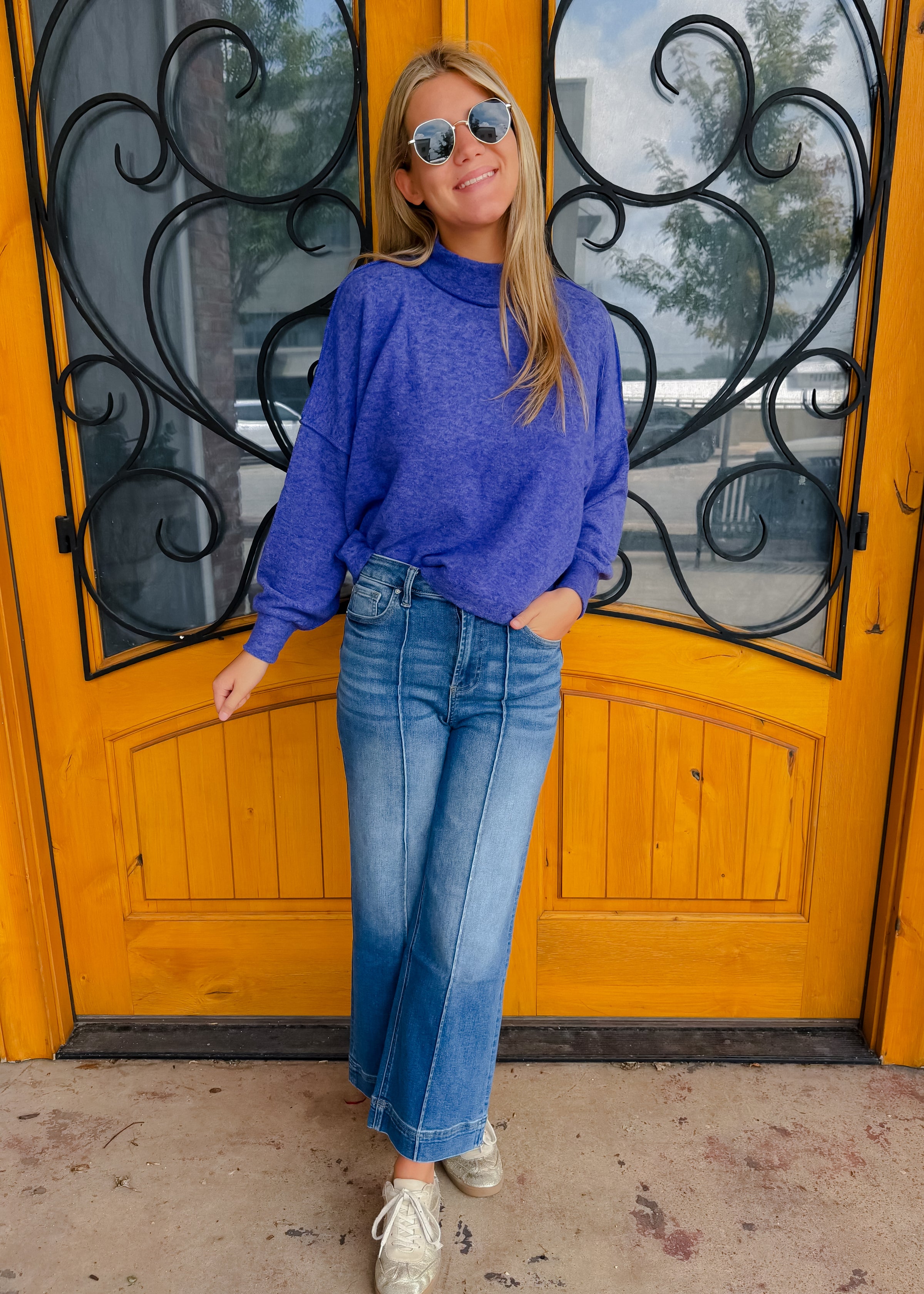 No Place Like Home Mock Neck Fleece Sweater