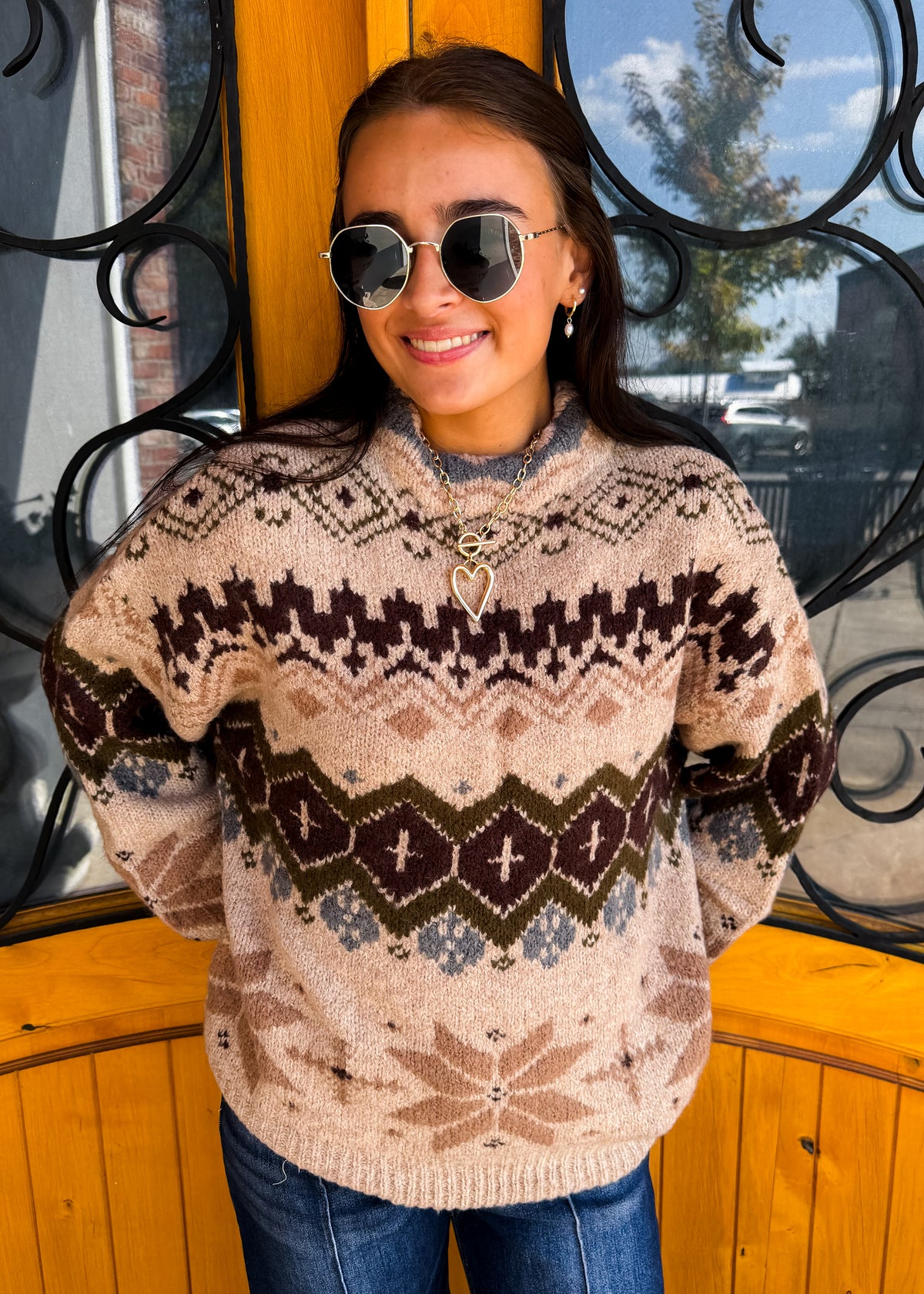 Winter Fair Mock Neck Knit Sweater