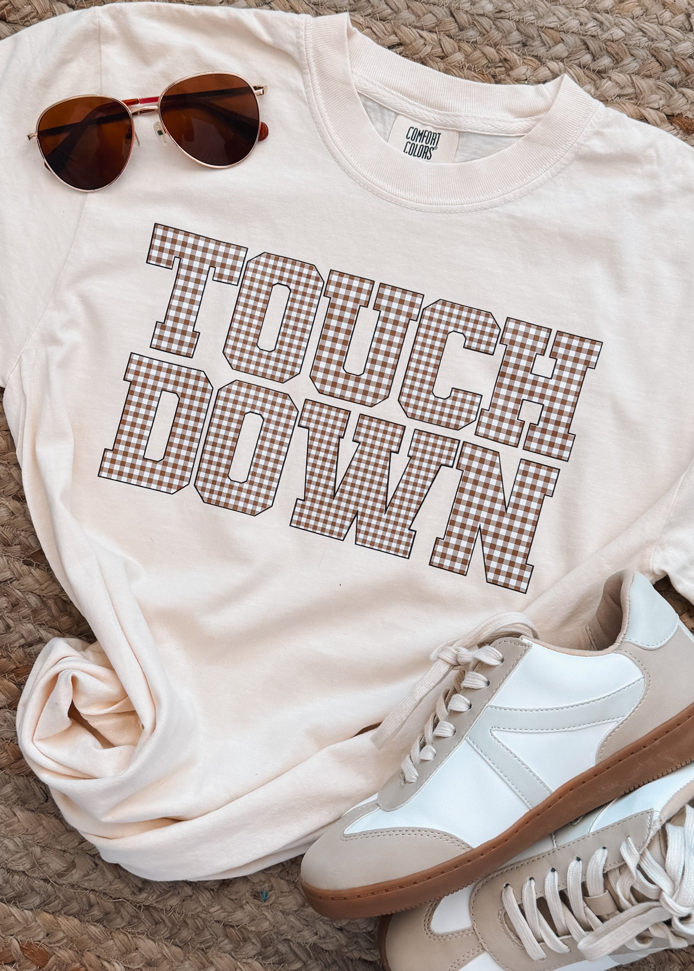 Touchdown Brown Gingham Graphic Tee