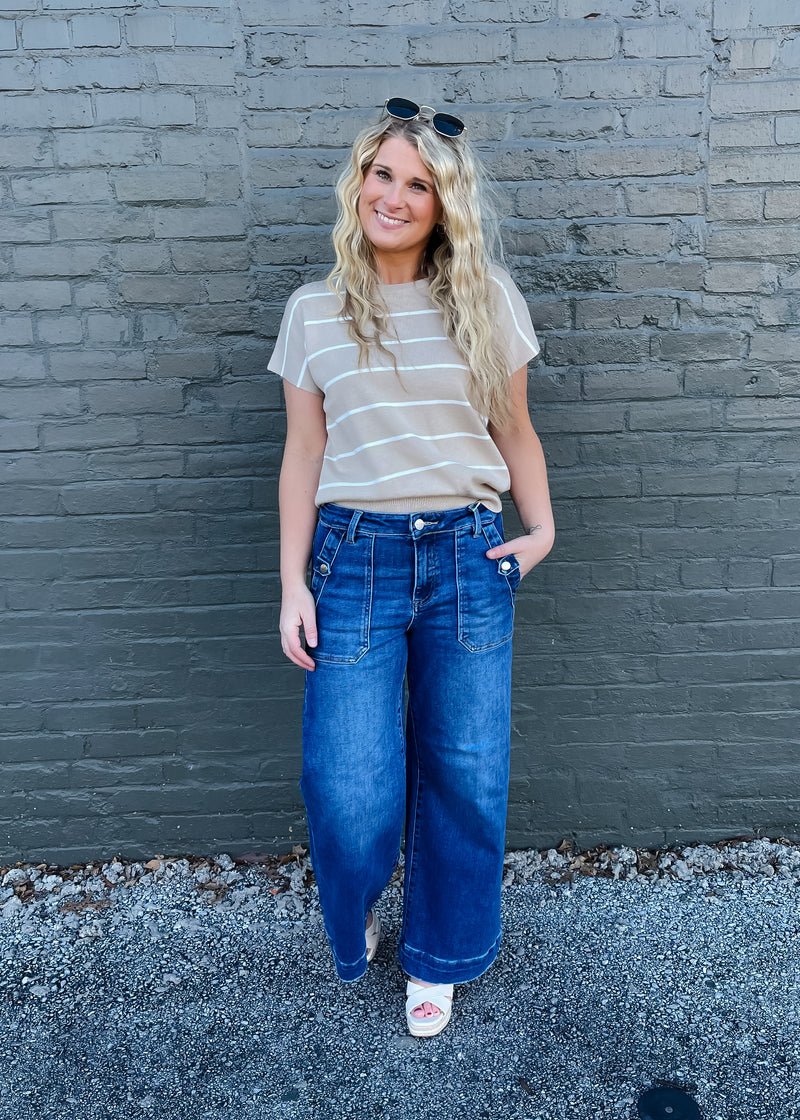 Forever Again Wide Leg Pocket Jeans