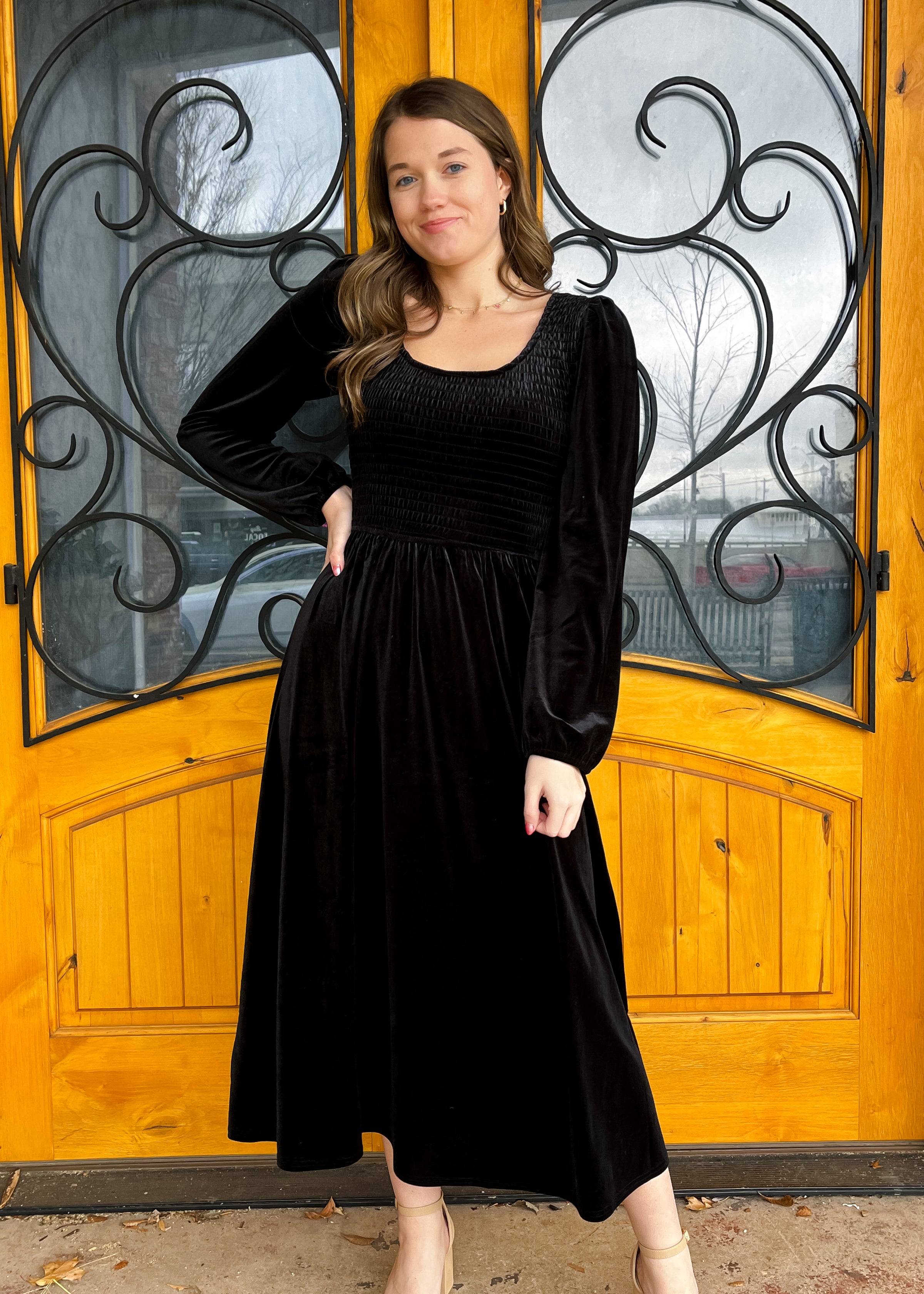 New Traditions Velvet Midi Dress