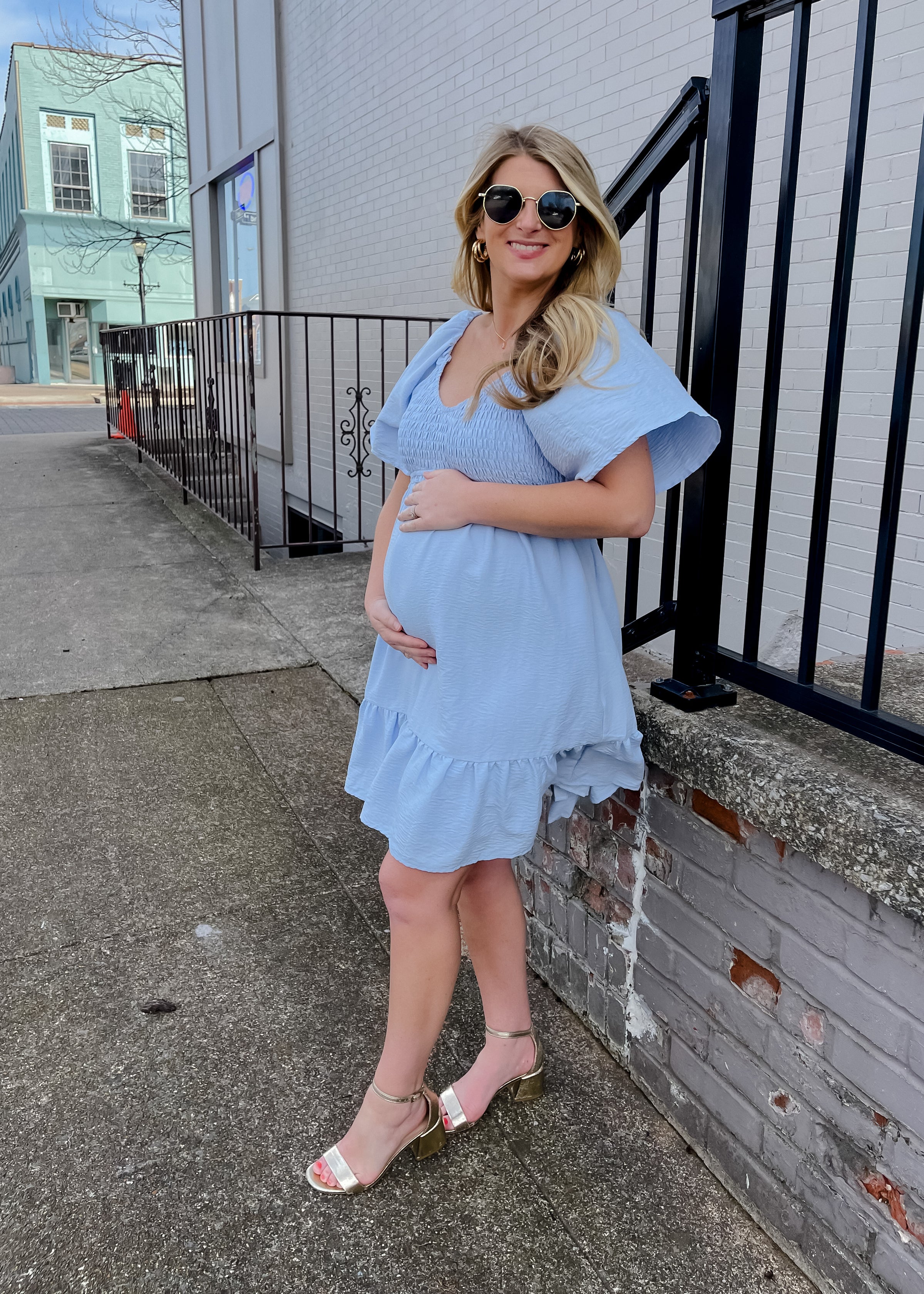 blue smocked mini dress Ainsley Blue Smocked Cami Mini Dress - Size M - Sky To Moon