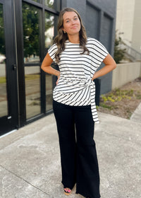 This Time Around Black Tummy Control High Rise Wide Leg- Risen Jeans