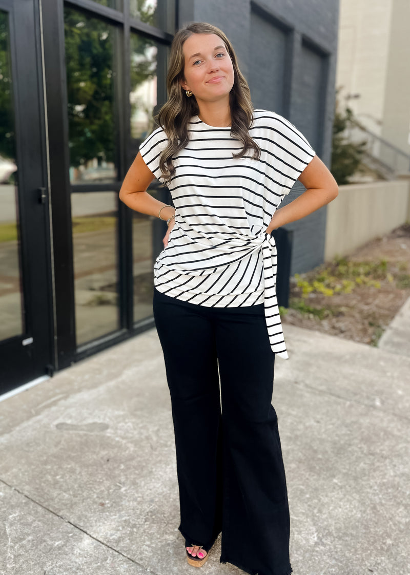 This Time Around Black Tummy Control High Rise Wide Leg- Risen Jeans