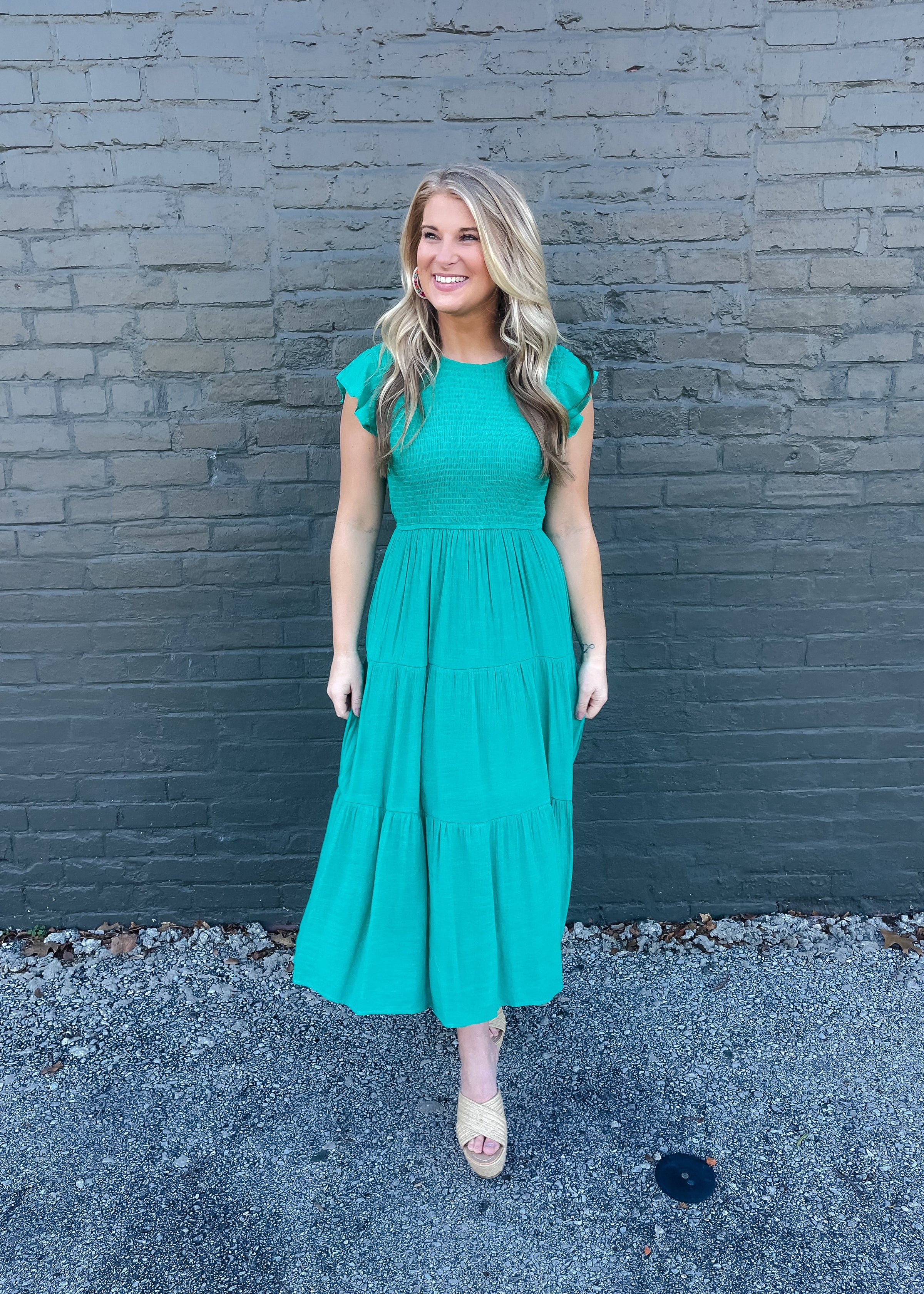 Flirt For Fun Jade Smocked Midi Dress (S-3XL) The Sassy Owl Boutique Flirt For Fun Jade Smocked Midi Dress (S-3XL) The Sassy Owl Boutique