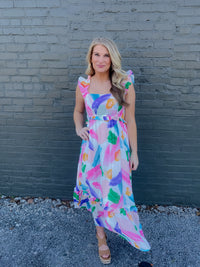 Watercolor Masterpiece Midi Dress