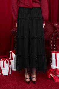 Say It Sweetly Tulle Tiered Midi Skirt
