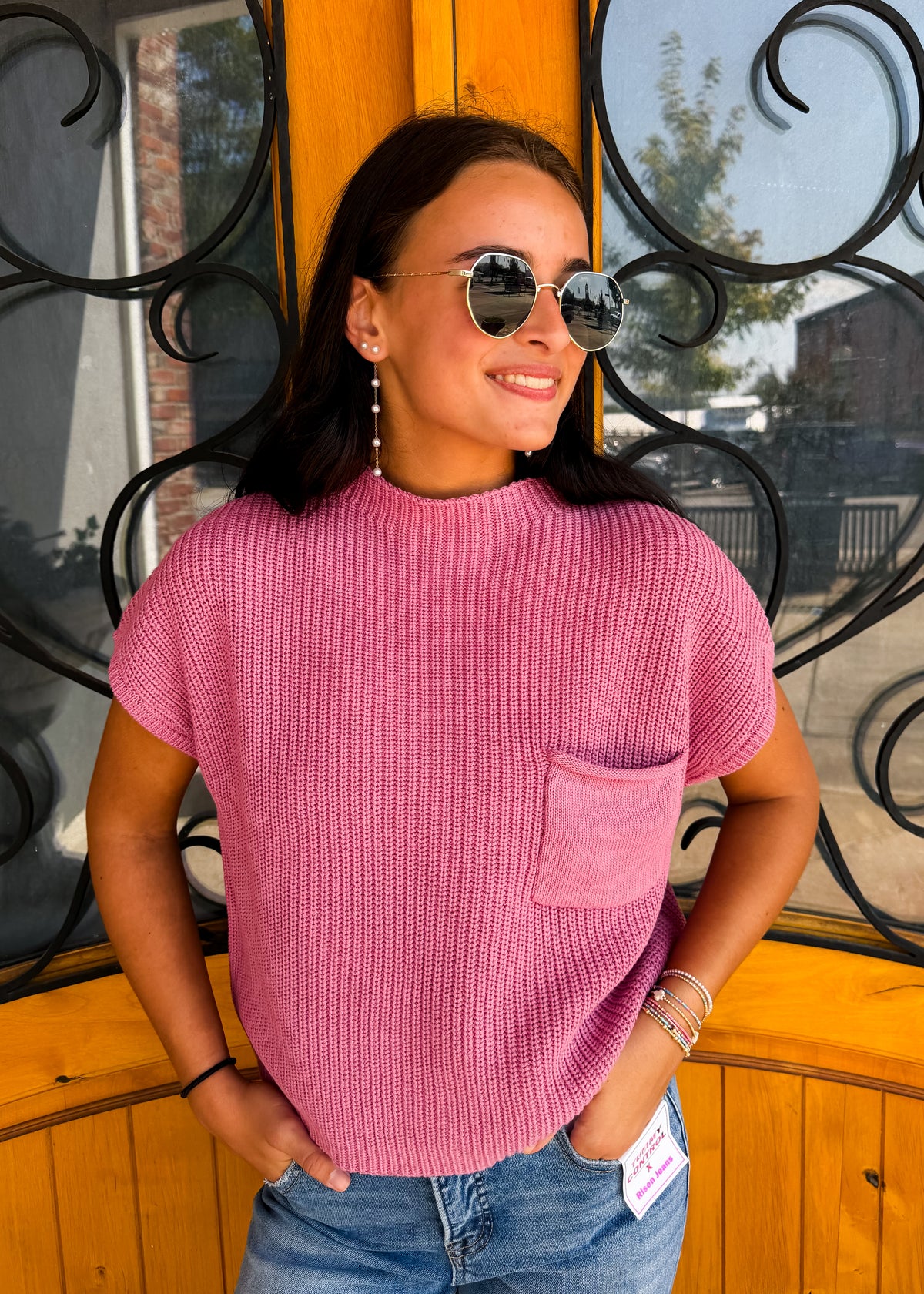 Read Between The Lines Knit Pocket Sweater Top