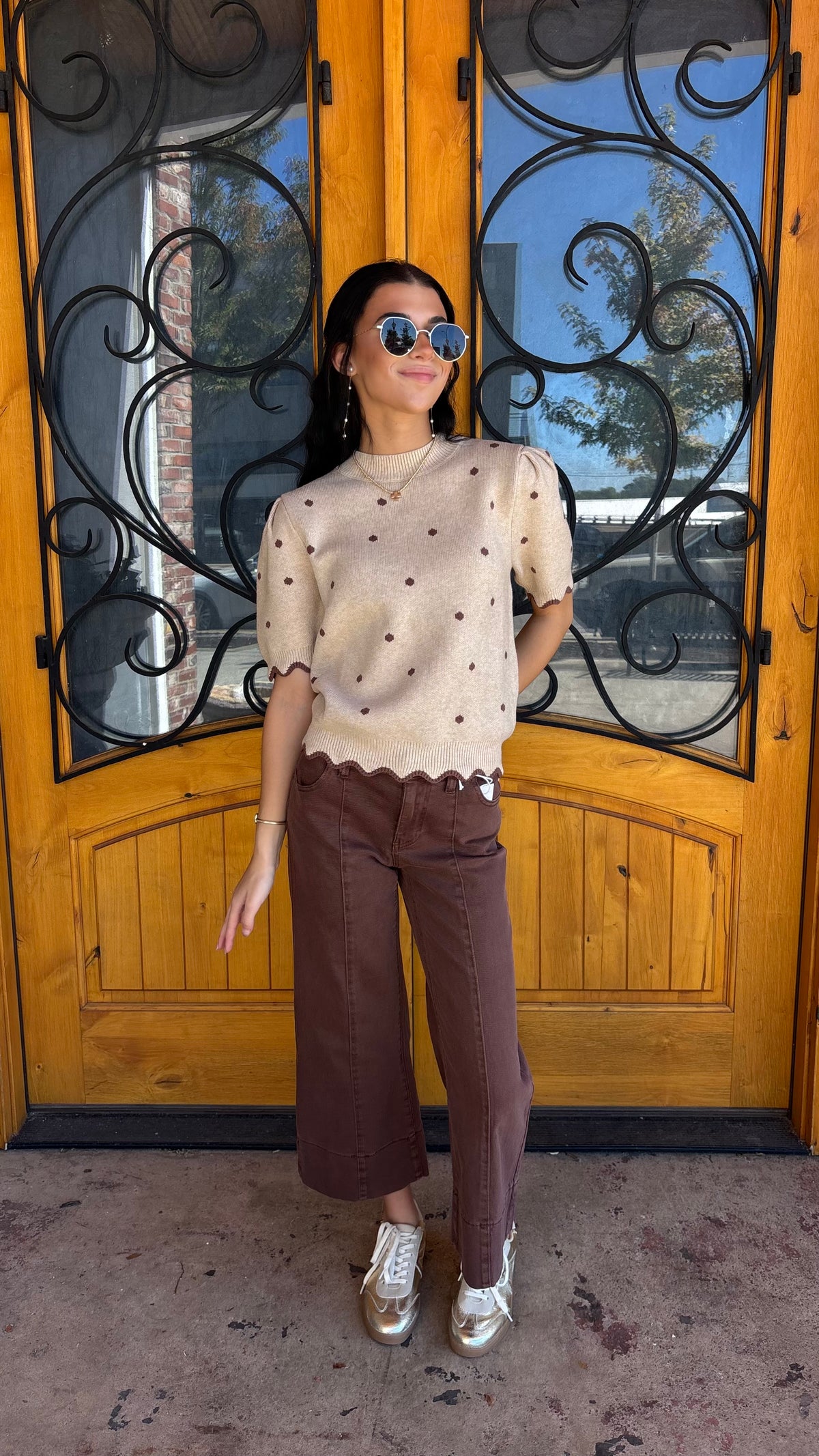 All My Life Polka Dot Ruffle Sleeve Top