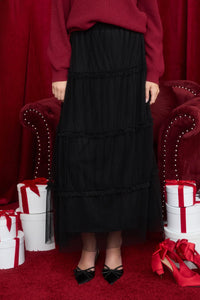 Say It Sweetly Tulle Tiered Midi Skirt