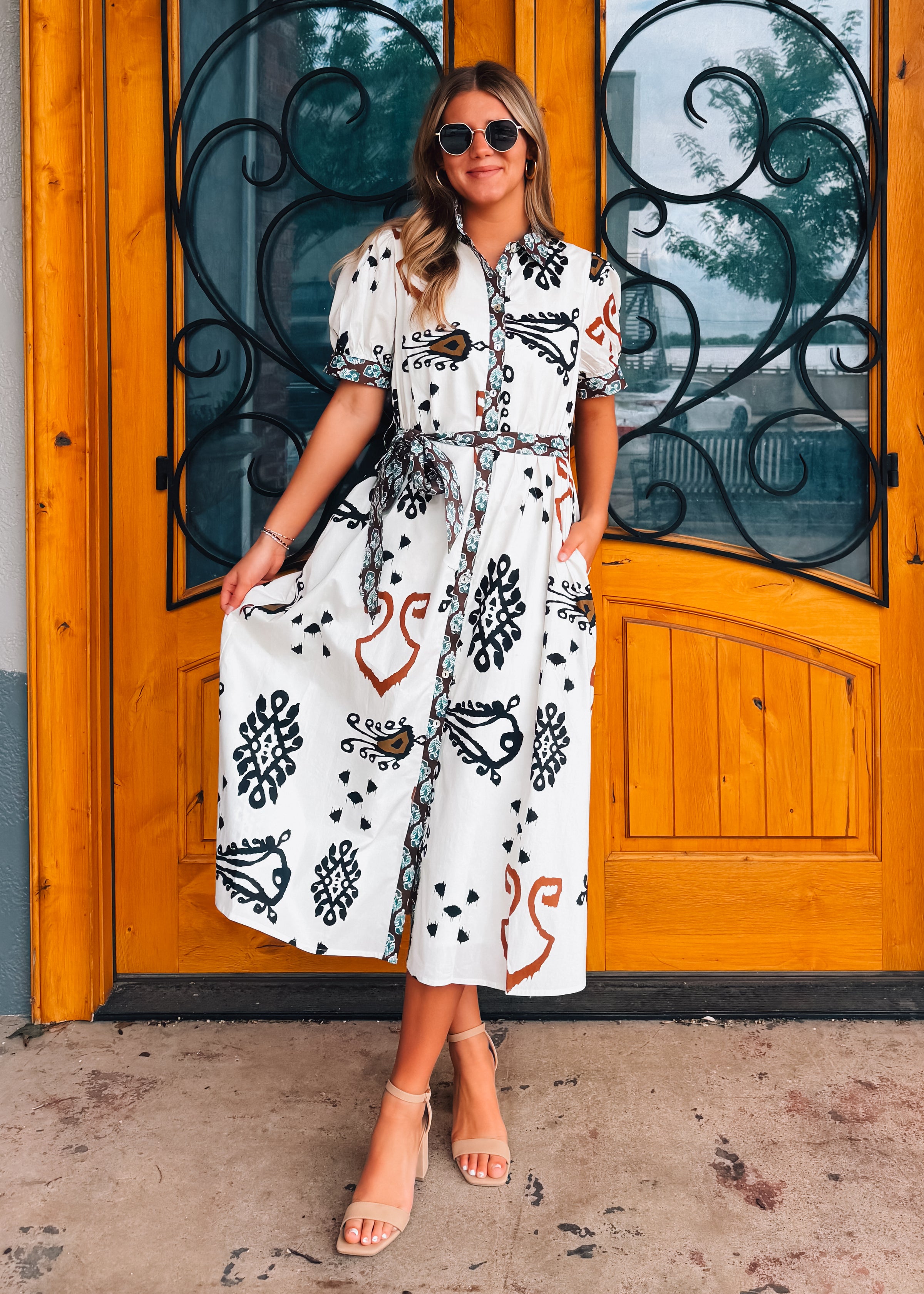 Write Me Back Button Down Midi Dress