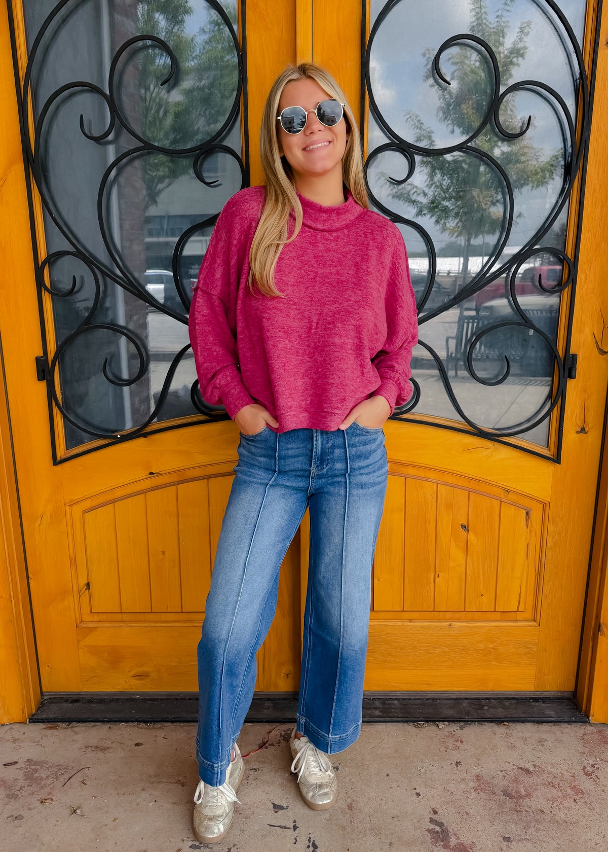 No Place Like Home Mock Neck Fleece Sweater