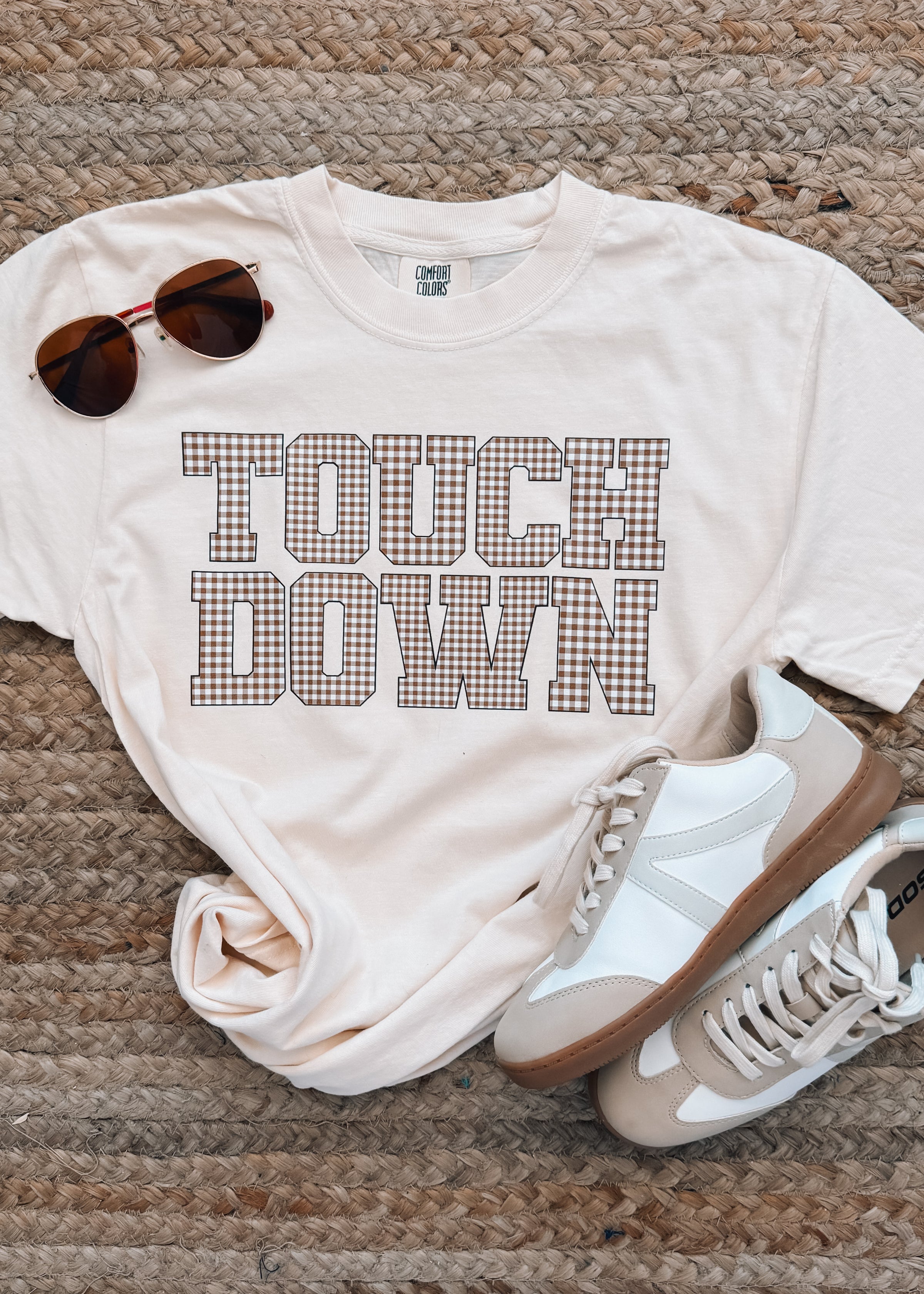 Touchdown Brown Gingham Graphic Tee