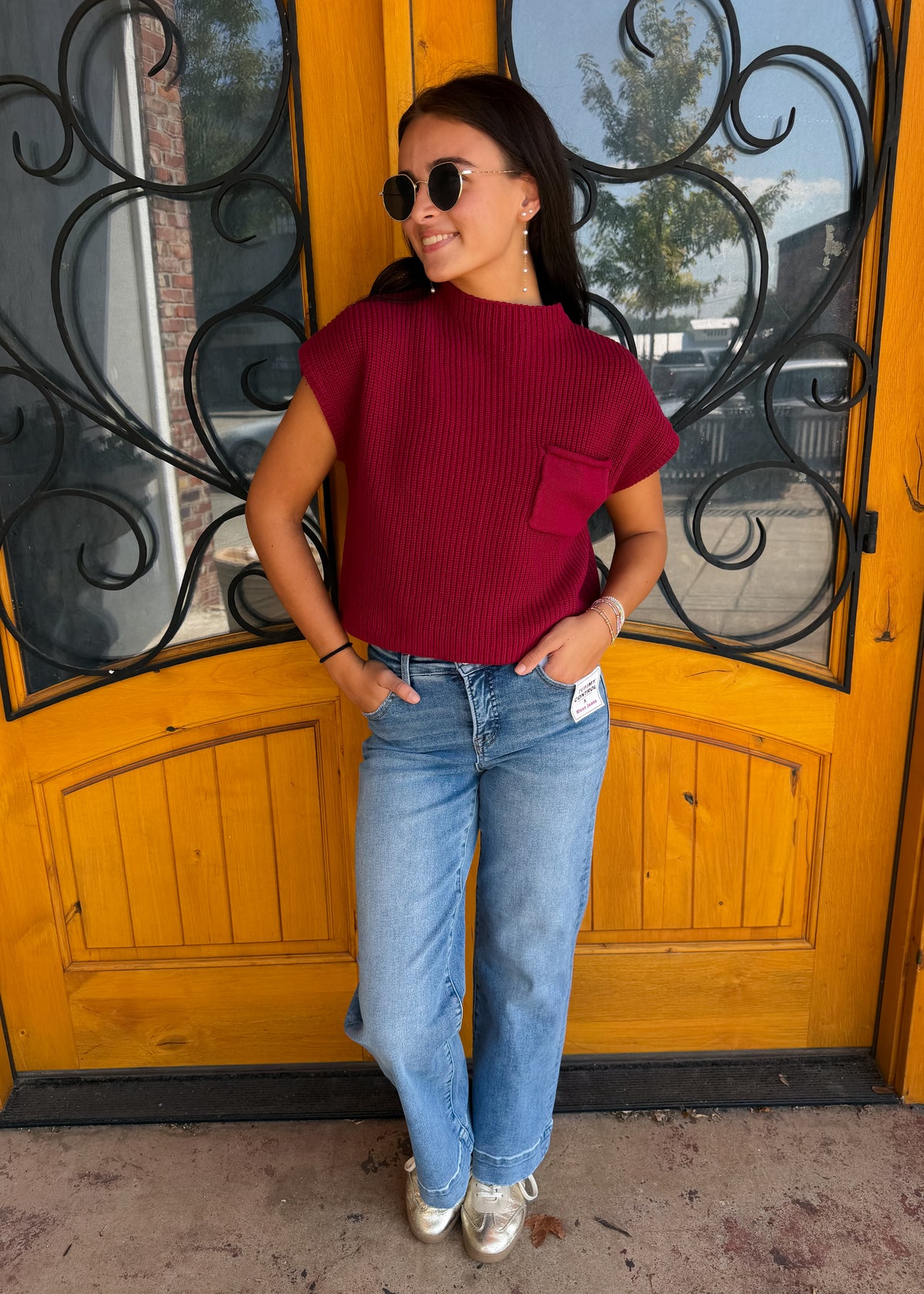Read Between The Lines Knit Pocket Sweater Top