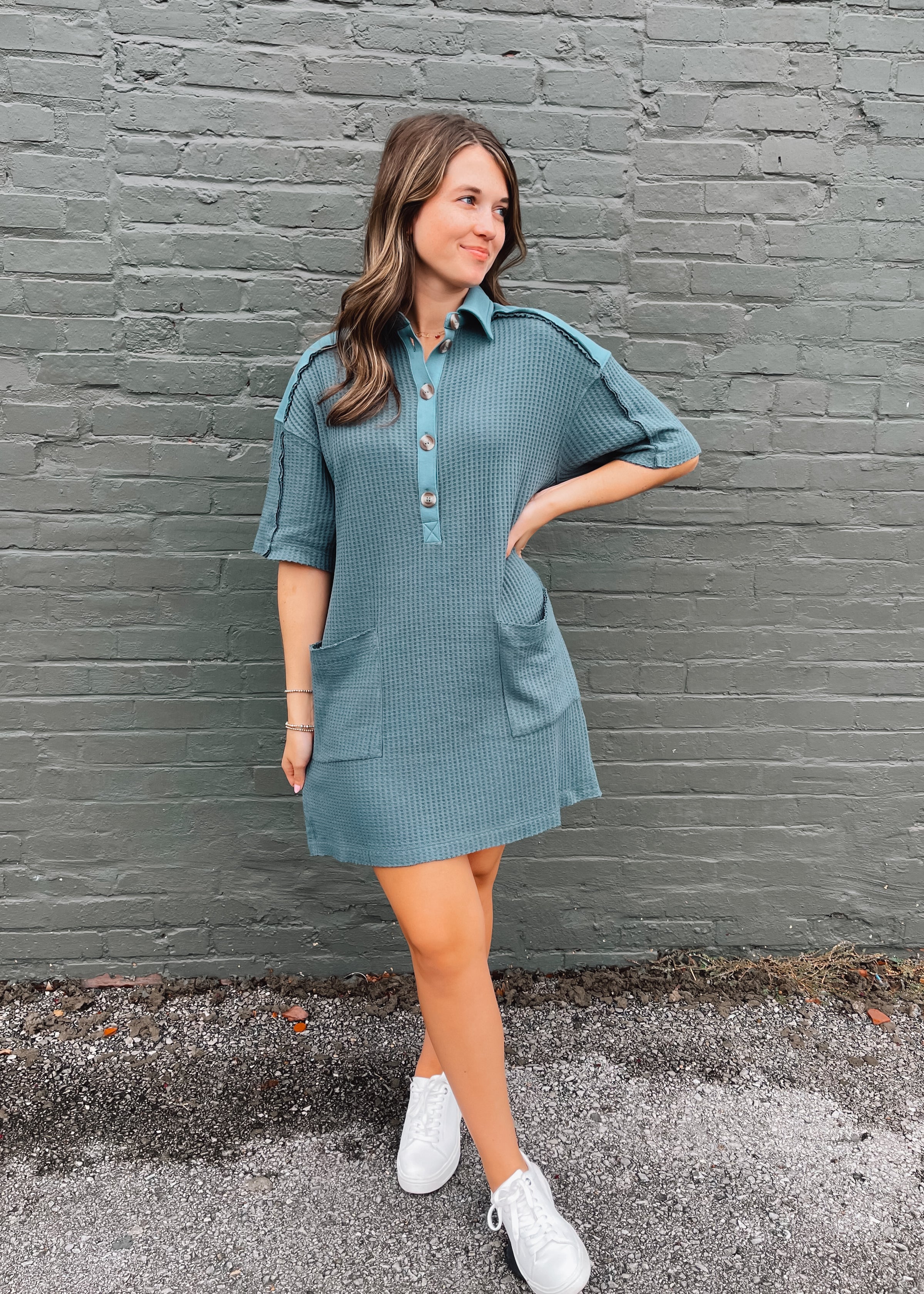 By The Book Waffle Knit Dress