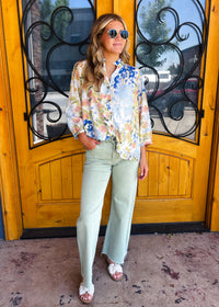 Sweet Talk & Sunshine 3/4 Sleeve Button Down Top
