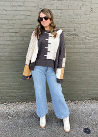 Little Too Late High Rise Crop Line Detail Wide Leg- Risen Jeans